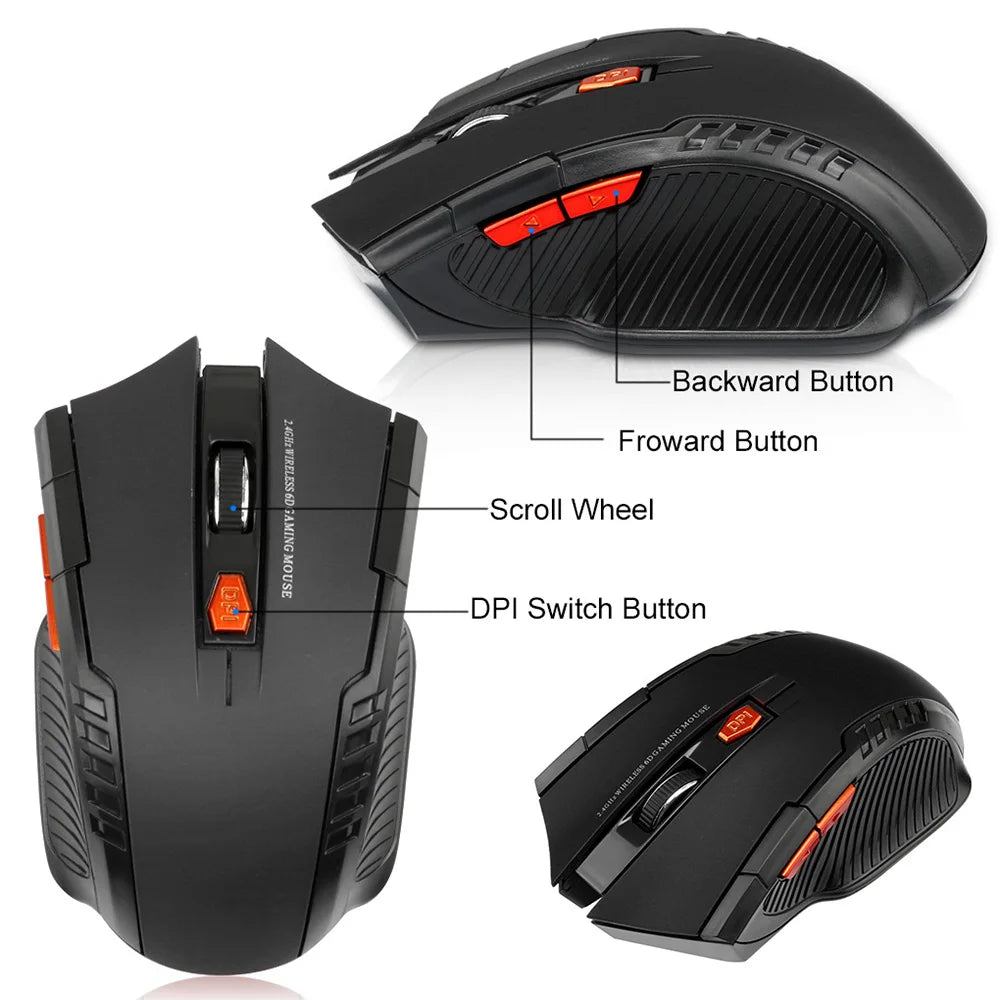 Mouse Receptor USB 6 Buttons Professional Optical Wireless Laptop PC Gamer